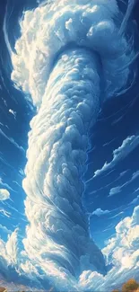 Spectacular spiral cloud formation in a vivid blue sky