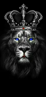 Majestic crowned lion on black background wallpaper.