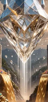 Fantasy setting with crystal castle.