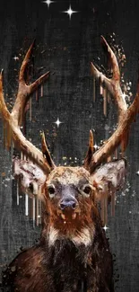 Artistic deer with antlers on a dark background.