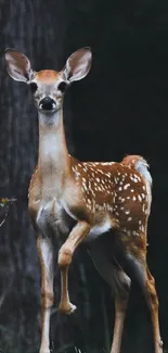 Graceful deer standing in forest setting.