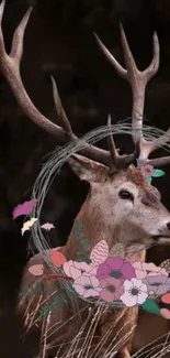 Majestic deer with a floral crown design.