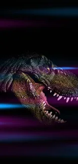 Dark and striking T-Rex dinosaur illustration wallpaper.