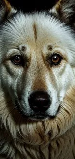 Majestic dog portrait with natural tones in wallpaper.