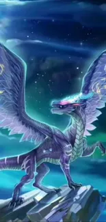 Majestic dragon with luminous wings fantasy wallpaper