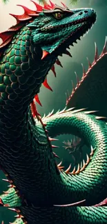 Vivid dragon illustration with intricate scales and vibrant colors for mobile wallpaper.