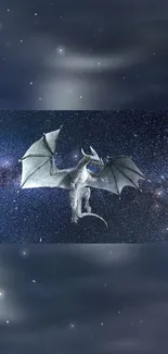 A majestic dragon flying through a starry night sky, showcasing celestial beauty.