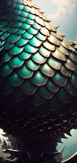 Majestic dragon scales in rich teal hues for a phone wallpaper.