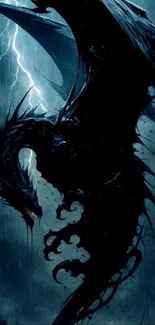 Dark dragon silhouette against stormy sky wallpaper.
