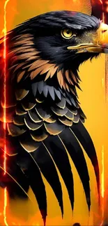 Majestic eagle illustration with a black and gold color scheme.