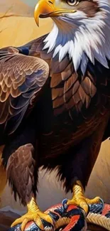 Majestic eagle artwork with detailed feathers and natural background.
