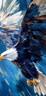 Colorful eagle soaring in dynamic, artistic brushstroke style.