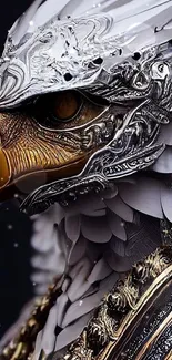 Eagle warrior in detailed armor, fantasy art.