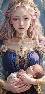 Fantasy princess art with castle background.