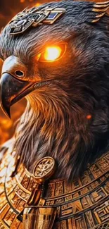 Majestic fiery eagle art with glowing eyes.