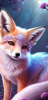 Enchanting fox in a mystical forest wallpaper.