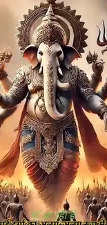 Majestic Ganesha warrior art with divine elements