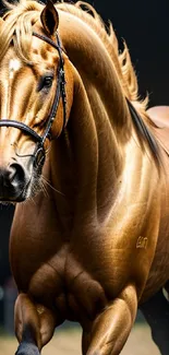 Majestic golden horse displayed elegantly as mobile wallpaper.