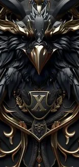 Gothic-style bird with intricate gold accents.