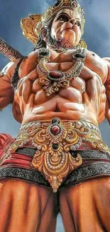 Majestic Hanuman with intricate detailing and vibrant colors.