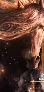 A majestic horse with flowing mane in digital art style.