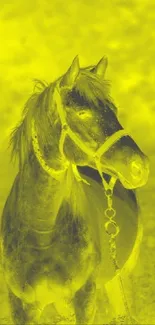 A striking horse silhouette on a bright yellow background.