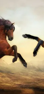 Majestic horses in motion against a scenic backdrop, captured in stunning detail.