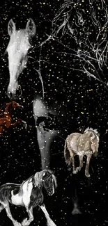 Majestic horse art over a starry black background.