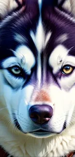 Close-up of a majestic husky dog with vibrant and detailed features.