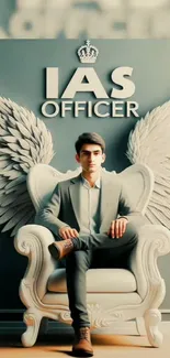 Majestic IAS officer with wings wallpaper for mobile.