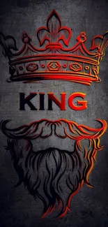 Majestic king crown with beard design on charcoal gray background.