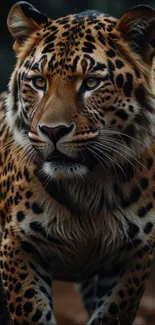 Majestic leopard in natural habitat wallpaper.