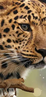 Detailed leopard mobile wallpaper background with rich colors and natural beauty.