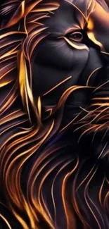Abstract lion artwork with fiery mane.