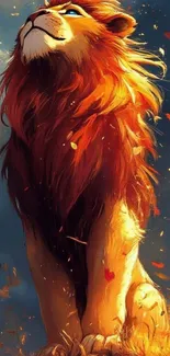 Majestic lion illustration with vibrant colors.