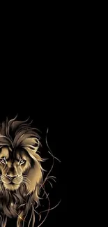 Artistic lion design on black background.