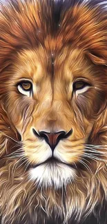 Majestic lion digital art wallpaper for mobile.