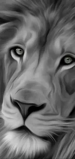 Artistic black and white lion wallpaper for mobile.