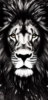 Black and white lion art wallpaper for mobile.