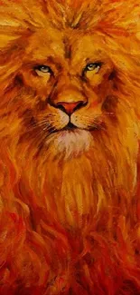 Majestic lion art with vibrant orange hues.