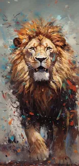 Majestic lion art with vibrant colors.