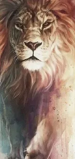 Majestic lion art painting with rich colors.