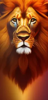 Stunning digital art of a majestic lion with vibrant orange and yellow colors.