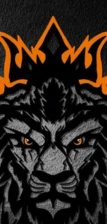 Majestic lion art in orange and black tones for mobile wallpaper.