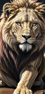 Majestic lion digital art with vivid detailing and a rich background.