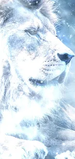 Majestic lion in ice art, perfect for mobile wallpaper.