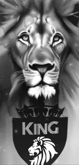 Majestic lion king in black and white artwork.