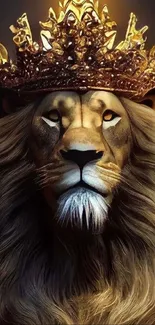 Majestic lion with crown in golden hues.