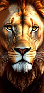 Majestic lion with golden mane mobile wallpaper.