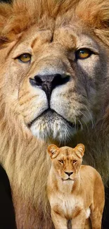 Majestic lion and lioness mobile wallpaper